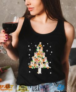 Official Akita Tree Christmas Lights Pajama Lover shirt