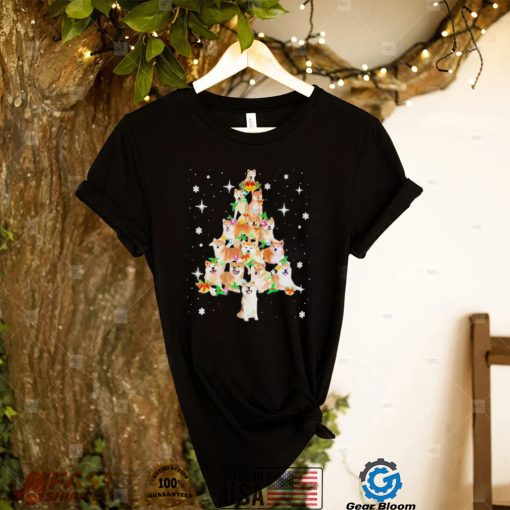 Official Akita Tree Christmas Lights Pajama Lover shirt