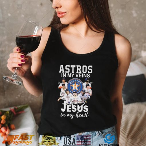 Official Houston Astros team in my veins Jesus in my heart signatures shirt