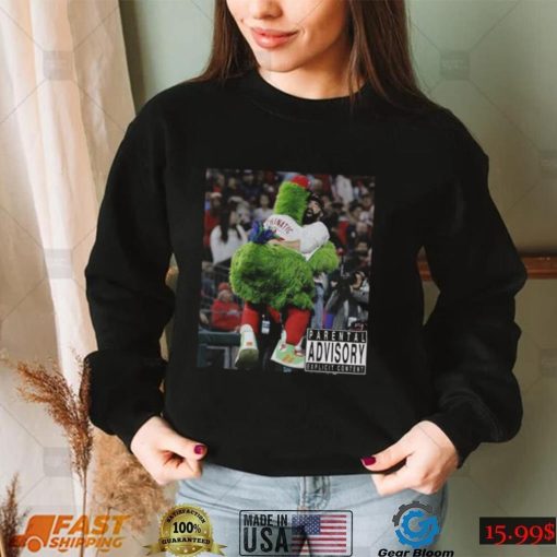 Official Phillie Phanatic Philadelphia Phillies Parental Advisory explicit content shirt