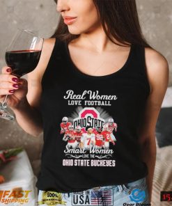 Official Real Women love football smart Women love the Ohio State Buckeyes team signatures shirt