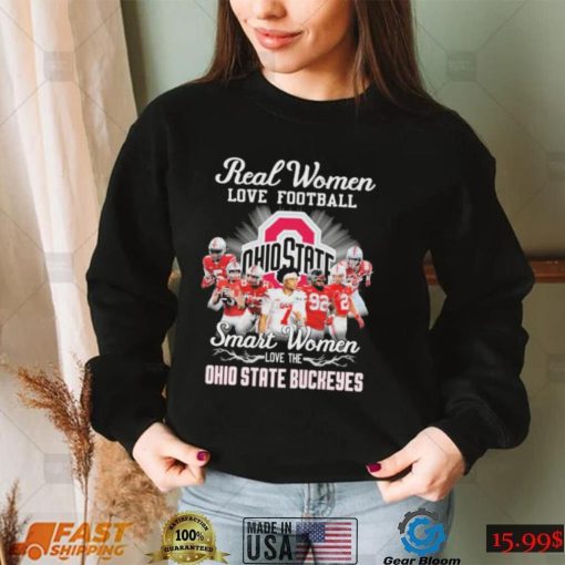 Official Real Women love football smart Women love the Ohio State Buckeyes team signatures shirt