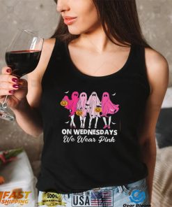 On Wednesday We Wear Pink Cute Ghost Halloween Breast Cancer Awareness T Shirt