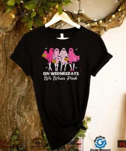 On Wednesday We Wear Pink Cute Ghost Halloween Breast Cancer Awareness T Shirt