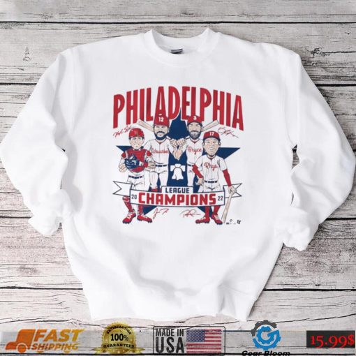 Philadelphia Phillies 2022 League Champions Caricature Signatures Shirt