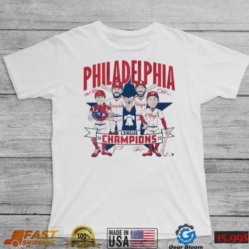 Philadelphia Phillies 2022 League Champions Caricature Signatures Shirt