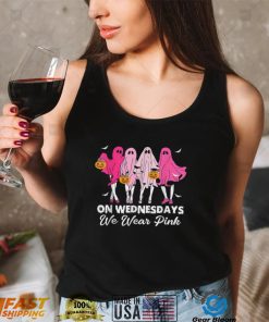 On Wednesday We Wear Pink Cute Ghost Halloween Breast Cancer Awareness T Shirt