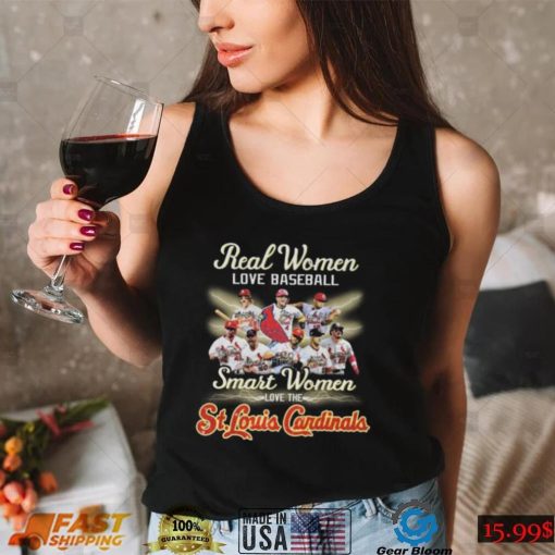 Real women love baseball smart women love the st louis cardinals signatures 2022 shirt