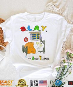 S.L.A.Y. Still Lying Awake Yearing cat sleeping art shirt