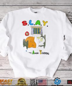 S.L.A.Y. Still Lying Awake Yearing cat sleeping art shirt