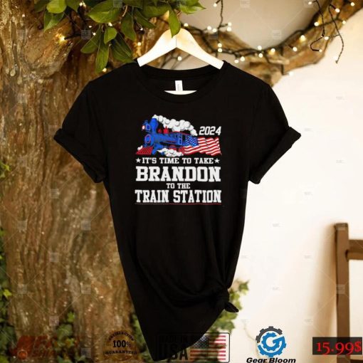 Train it’s time to take Brandon to the train station 2024 American flag shirt