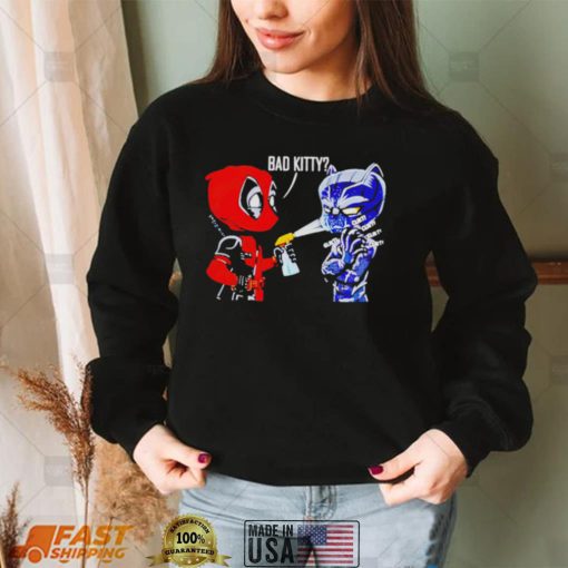 Deadpool and Black Panther bad kitty chibi shirt