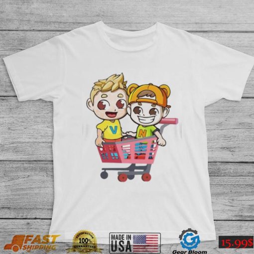 Animated vlad and nikI in the shopping cart shirt