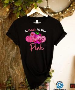 In October We Wear Pink Breast Cancer Awareness Pumpkin Halloween T Shirt