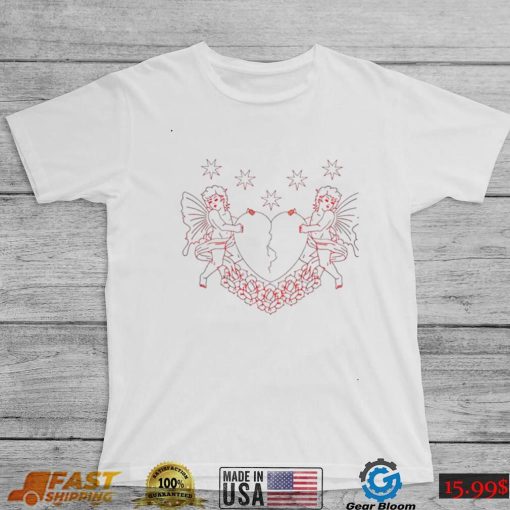 Cupid with heart and flowers shirt