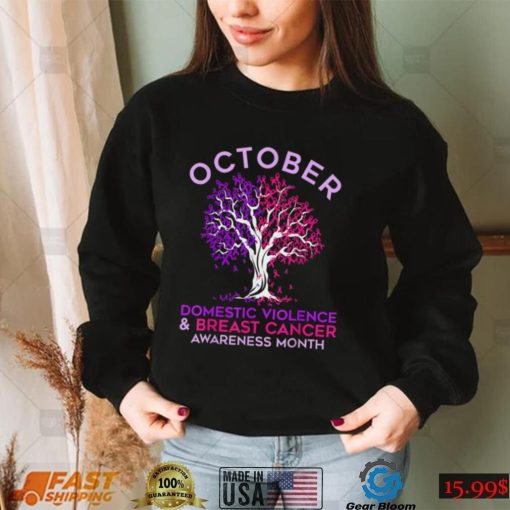 October Domestic Violence Breast Cancer Awareness Month T Shirt