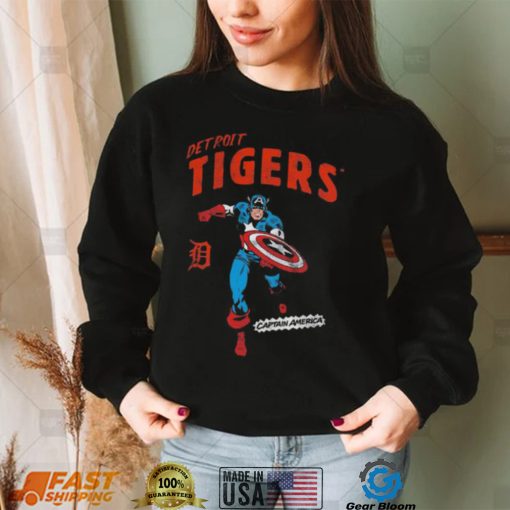 Official Detroit Tigers Youth Team Captain America Marvel T Shirt