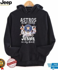 Official Houston Astros team in my veins Jesus in my heart signatures shirt