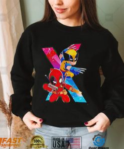 X Men cartoon and Deadpool chibi cute shirt