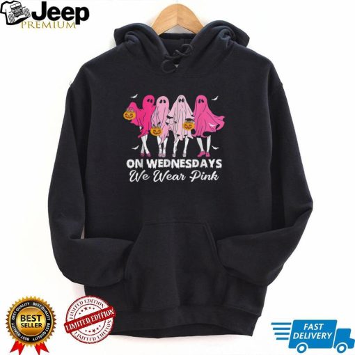 On Wednesday We Wear Pink Cute Ghost Halloween Breast Cancer Awareness T Shirt