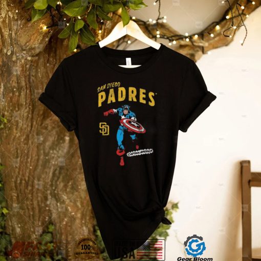 Official San Diego Padres Youth Team Captain America Marvel T Shirt