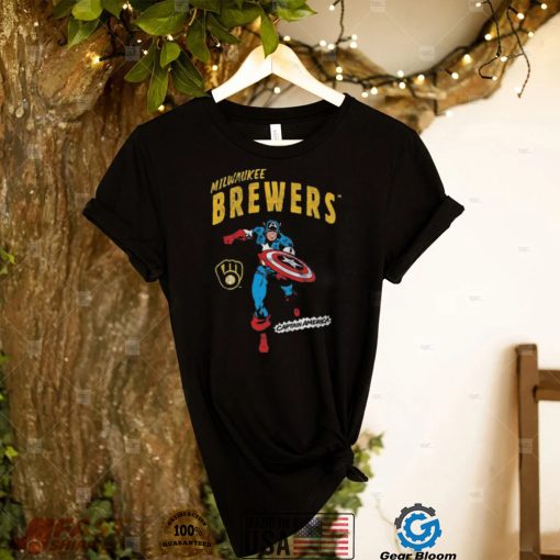 Official Milwaukee Brewers Youth Team Captain America Marvel T Shirt