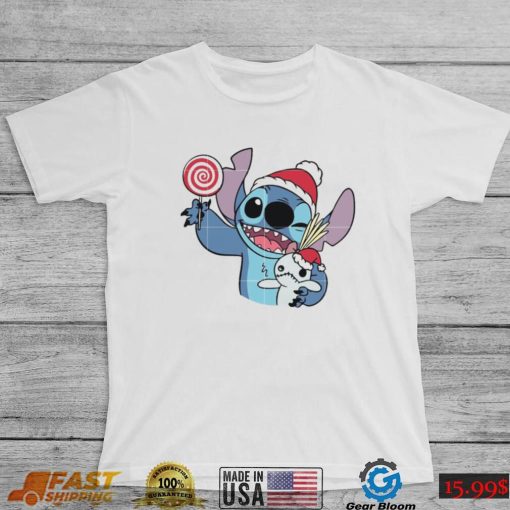 Candy Christmas Tree Santa Hat Present Christmas Holiday Stitch Christmas Unisesx T Shirt