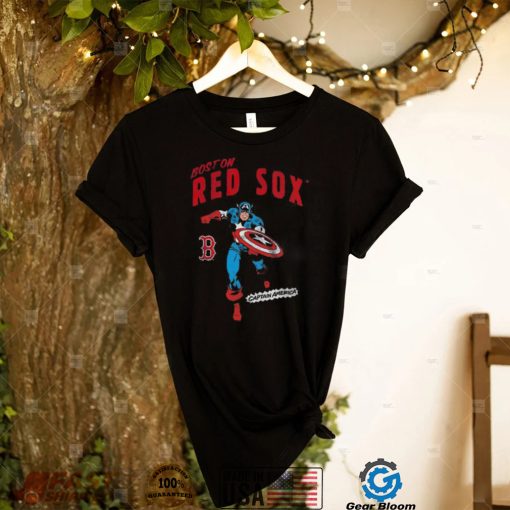 Official Boston Red Sox Youth Team Captain America Marvel T Shirt