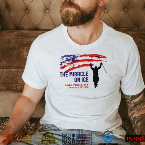 The Miracle on ice hockey Lake Placid 1980 American flag shirt