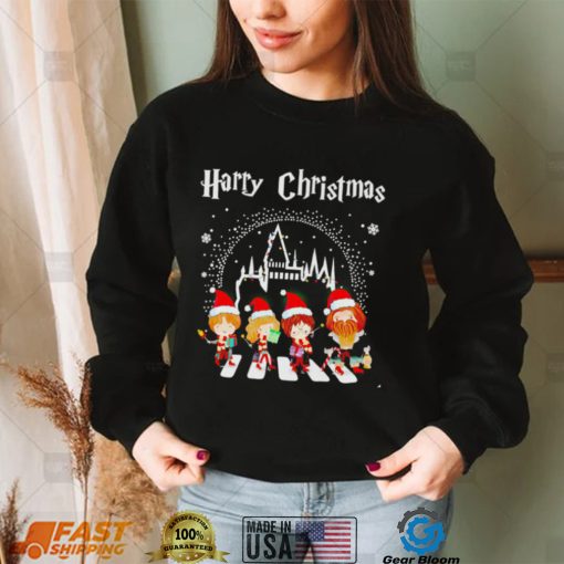 Harry Potter characters Harry Christmas Abbey Road chibi shirt