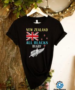 New Zealand flag all black rugby shirt