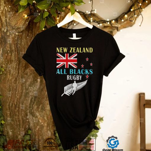 New Zealand flag all black rugby shirt