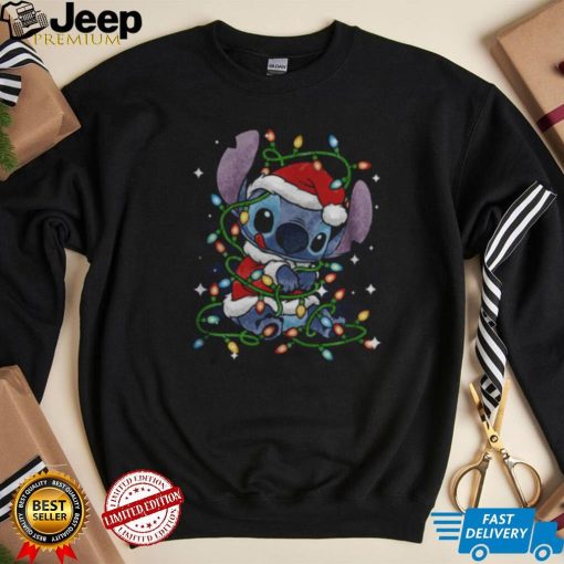 Cartoon Design Santa Hat Present Holiday Stitch Christmas shirt