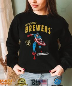 Official Milwaukee Brewers Youth Team Captain America Marvel T Shirt