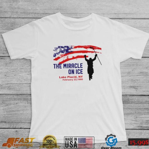 The Miracle on ice hockey Lake Placid 1980 American flag shirt