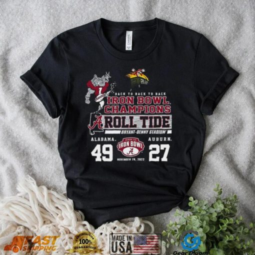 Alabama Crimson Tide Back To Back To Back Iron Bowl Champions Shirt