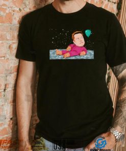 Baby Elon Musk in space with balloon shirt