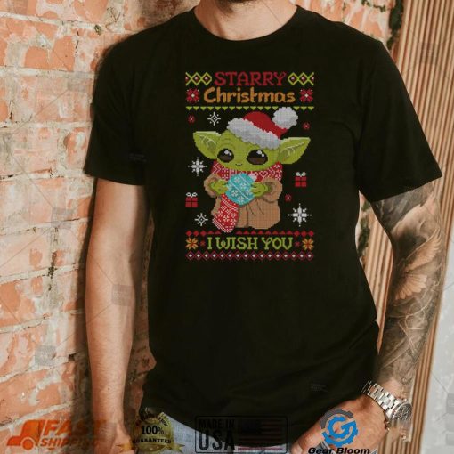 Baby Yoda Starry Christmas I wish you ugly Xmas 2022 shirt