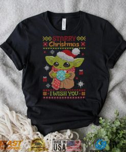 Baby Yoda Starry Christmas I wish you ugly Xmas 2022 shirt