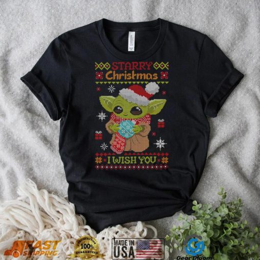 Baby Yoda Starry Christmas I wish you ugly Xmas 2022 shirt