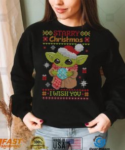 Baby Yoda Starry Christmas I wish you ugly Xmas 2022 shirt