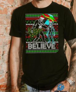 Bigfoot UFO Alien Believe Christmas ugly shirt