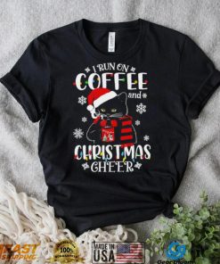 Black cat lights I run on coffee and Christmas 2022 shirt