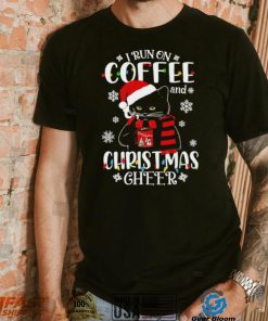 Black cat lights I run on coffee and Christmas 2022 shirt