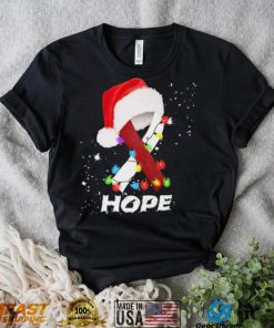 Breast Cancer Christmas Santa Hat Red White Ribbon Xmas Shirt