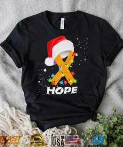 Breast Cancer Christmas Santa Oranger Yellow Ribbon light Hope Shirt