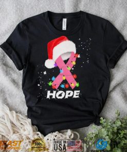 Breast Cancer Christmas Santa Pink Ribbon light Hope Shirt