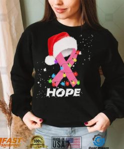 Breast Cancer Christmas Santa Pink Ribbon light Hope Shirt