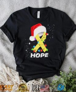 Breast Cancer Christmas Santa Yellow Ribbon light Hope Shirt