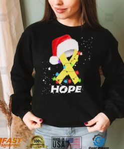 Breast Cancer Christmas Santa Yellow Ribbon light Hope Shirt